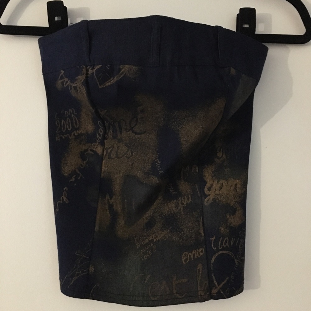 Year 2000 denim graffiti tube top